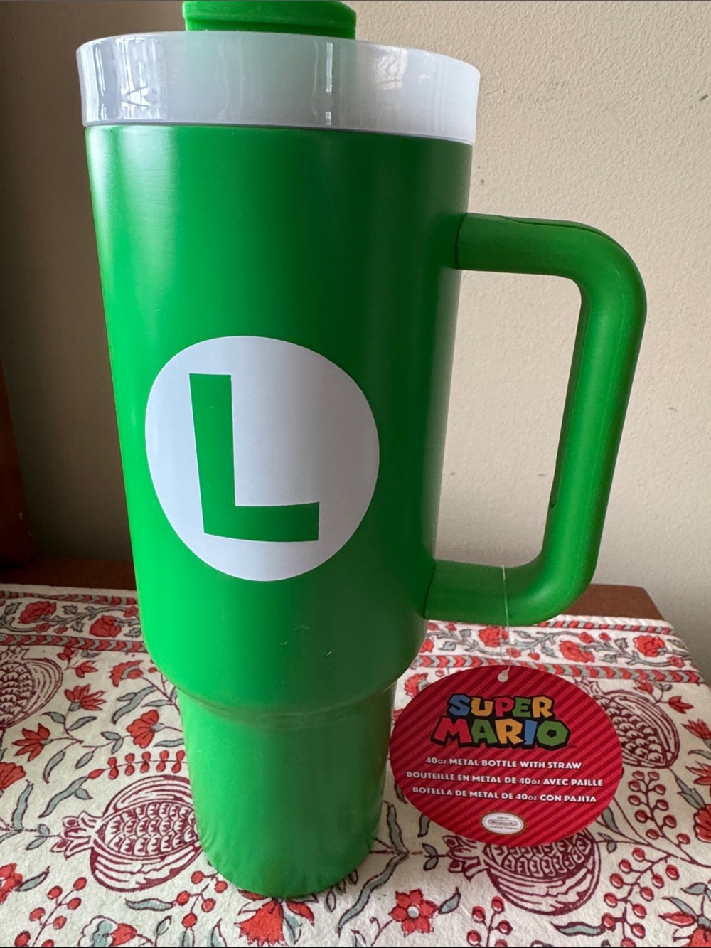 Nintendo Green and White Luigi Travel Mug 40 Oz